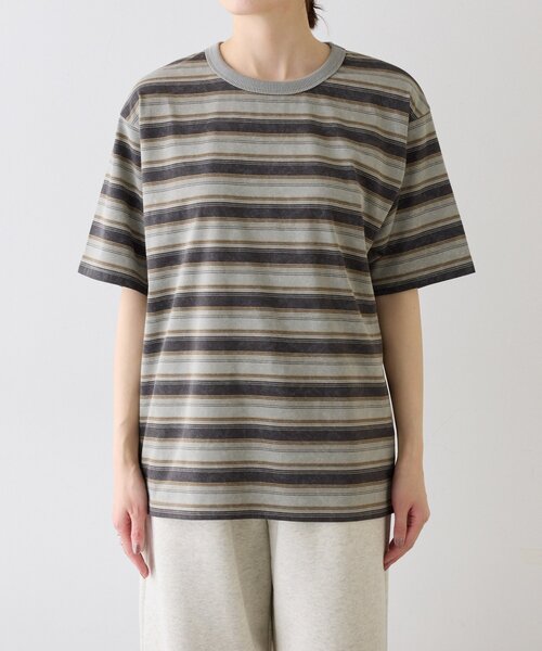 CIAOPANIC TYPY（チャオパニックティピー）の「■【UNISEX】ヴィンテージライクマルチボーダーTEE（Tシャツ/カットソー・レディース・グリーン/ボルドー/グレー/ネイビー・MEDIUM/LARGE）」の8枚目の写真