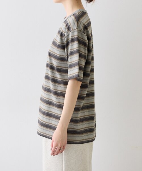 CIAOPANIC TYPY（チャオパニックティピー）の「■【UNISEX】ヴィンテージライクマルチボーダーTEE（Tシャツ/カットソー・レディース・グリーン/ボルドー/グレー/ネイビー・MEDIUM/LARGE）」の7枚目の写真