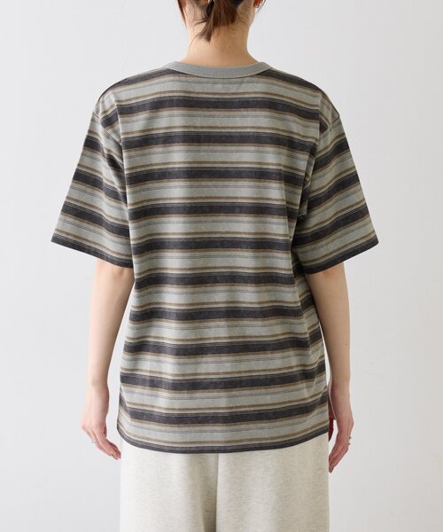 CIAOPANIC TYPY（チャオパニックティピー）の「■【UNISEX】ヴィンテージライクマルチボーダーTEE（Tシャツ/カットソー・レディース・グリーン/ボルドー/グレー/ネイビー・MEDIUM/LARGE）」の6枚目の写真