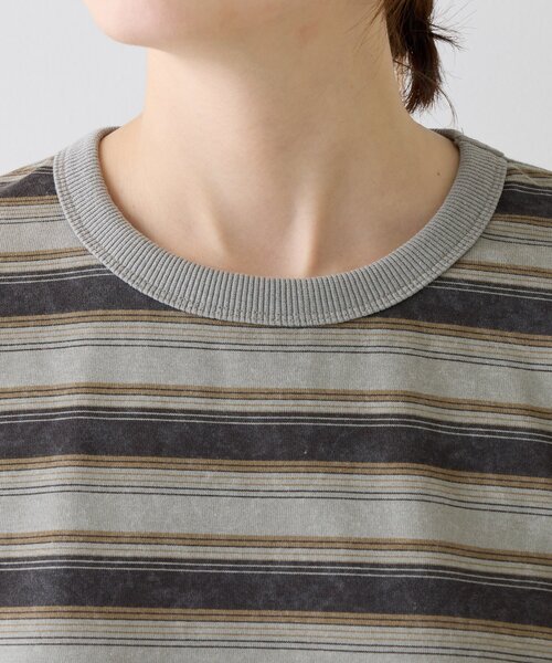 CIAOPANIC TYPY（チャオパニックティピー）の「■【UNISEX】ヴィンテージライクマルチボーダーTEE（Tシャツ/カットソー・レディース・グリーン/ボルドー/グレー/ネイビー・MEDIUM/LARGE）」の5枚目の写真