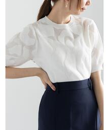 Te chichi（テチチ）の「シアージャガードハーフスリーブニット（ニット/セーター）」