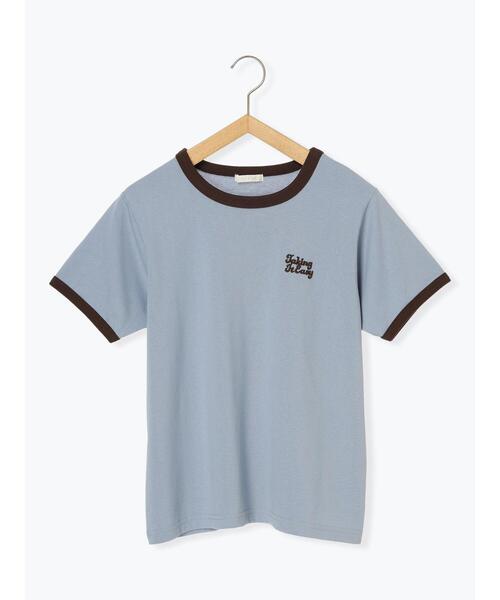 ehka sopo(エヘカソポ)の「3D刺繍リンガーTシャツ(Tシャツ/カットソー・レディース・グリーン/ネイビー/オフホワイト/サックスブルー・F)」の11枚目の写真