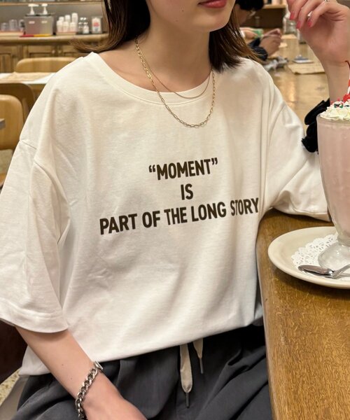 CIAOPANIC TYPY（チャオパニックティピー）の「フロッキーロゴプリント半袖オーバーTee（Tシャツ/カットソー・レディース・ブラウン/オフホワイト/ベージュ/チャコールグレー・ONE SIZE）」の5枚目の写真