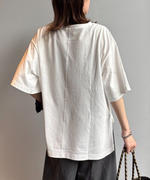 CIAOPANIC TYPY（チャオパニックティピー）の「フロッキーロゴプリント半袖オーバーTee（Tシャツ/カットソー・レディース・ブラウン/オフホワイト/ベージュ/チャコールグレー・ONE SIZE）」の10枚目の写真