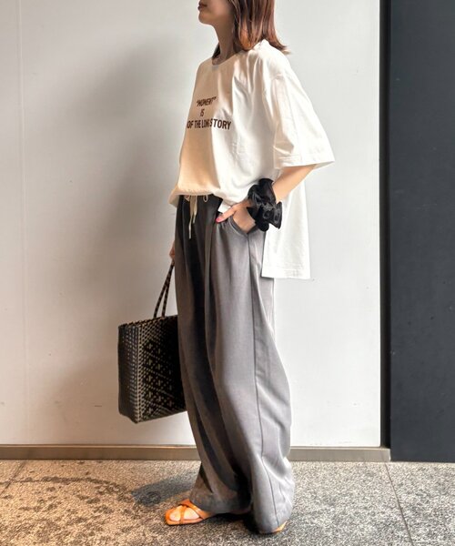 CIAOPANIC TYPY（チャオパニックティピー）の「フロッキーロゴプリント半袖オーバーTee（Tシャツ/カットソー・レディース・ブラウン/オフホワイト/ベージュ/チャコールグレー・ONE SIZE）」の12枚目の写真