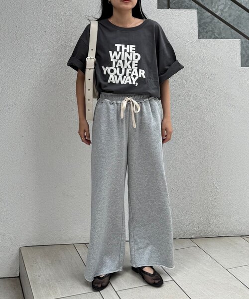 CIAOPANIC TYPY（チャオパニックティピー）の「フロッキーロゴプリント半袖オーバーTee（Tシャツ/カットソー・レディース・ブラウン/オフホワイト/ベージュ/チャコールグレー・ONE SIZE）」の18枚目の写真