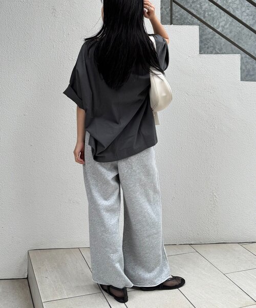 CIAOPANIC TYPY（チャオパニックティピー）の「フロッキーロゴプリント半袖オーバーTee（Tシャツ/カットソー・レディース・ブラウン/オフホワイト/ベージュ/チャコールグレー・ONE SIZE）」の21枚目の写真