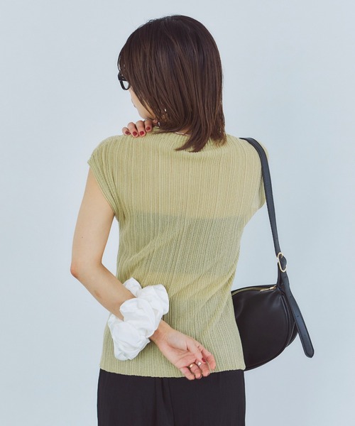 LIENCOEUR（リアンクール）の「シアーリブトップス（Tシャツ/カットソー・レディース・グレイッシュベージュ/ライトブルー/ライトイエロー・FREE）」の8枚目の写真