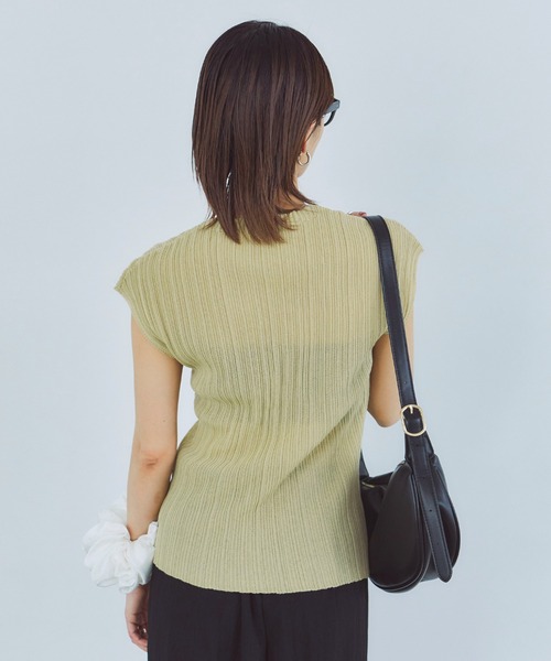 LIENCOEUR（リアンクール）の「シアーリブトップス（Tシャツ/カットソー・レディース・グレイッシュベージュ/ライトブルー/ライトイエロー・FREE）」の9枚目の写真