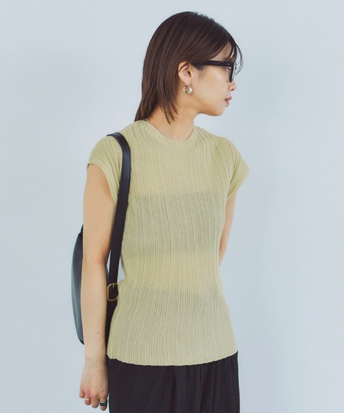 LIENCOEUR（リアンクール）の「シアーリブトップス（Tシャツ/カットソー・レディース・グレイッシュベージュ/ライトブルー/ライトイエロー・FREE）」の11枚目の写真