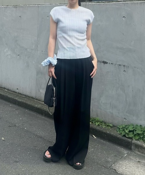 LIENCOEUR（リアンクール）の「シアーリブトップス（Tシャツ/カットソー・レディース・グレイッシュベージュ/ライトブルー/ライトイエロー・FREE）」の6枚目の写真