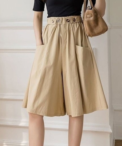 SallyLunn(サリーラン)の「ウエストボタンガウチョパンツ(その他パンツ・レディース・ブラック/ベージュ・LARGE/MEDIUM)」の2枚目の写真