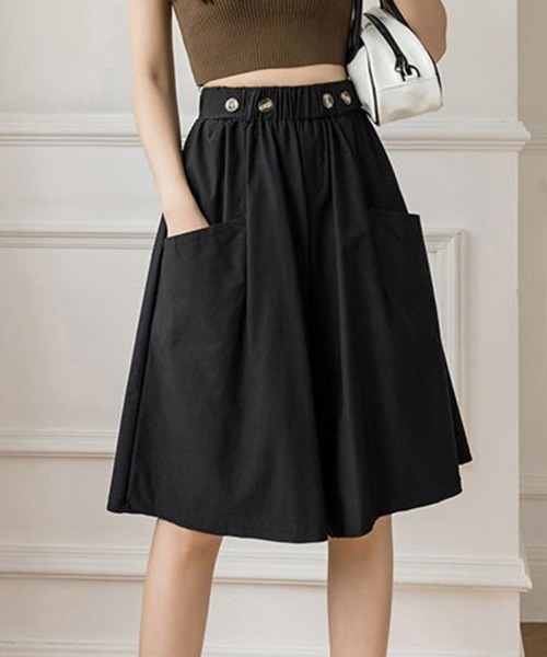 SallyLunn(サリーラン)の「ウエストボタンガウチョパンツ(その他パンツ・レディース・ブラック/ベージュ・LARGE/MEDIUM)」の1枚目の写真