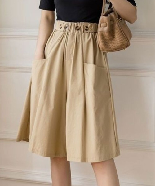 SallyLunn(サリーラン)の「ウエストボタンガウチョパンツ(その他パンツ・レディース・ブラック/ベージュ・LARGE/MEDIUM)」の3枚目の写真