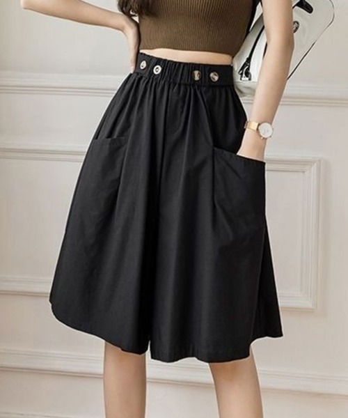 SallyLunn(サリーラン)の「ウエストボタンガウチョパンツ(その他パンツ・レディース・ブラック/ベージュ・LARGE/MEDIUM)」の4枚目の写真