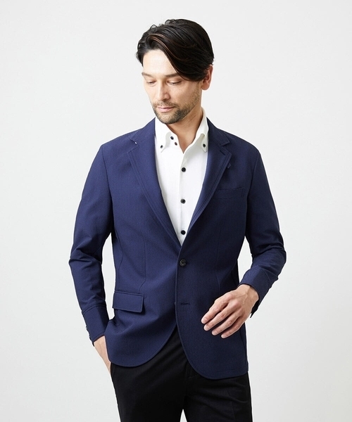 MICHEL KLEIN HOMME (ミッシェルクランオム)の「メッシュ調コンバーチブルジャケット(テーラードジャケット・メンズ・オフホワイト/ネイビー・MEDIUM/LARGE/X-LARGE)」の18枚目の写真