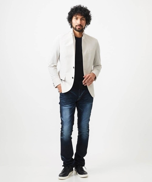 MICHEL KLEIN HOMME (ミッシェルクランオム)の「メッシュ調コンバーチブルジャケット(テーラードジャケット・メンズ・オフホワイト/ネイビー・MEDIUM/LARGE/X-LARGE)」の14枚目の写真
