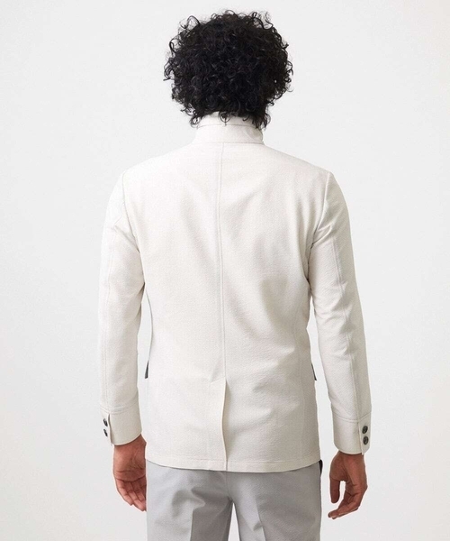 MICHEL KLEIN HOMME (ミッシェルクランオム)の「メッシュ調コンバーチブルジャケット(テーラードジャケット・メンズ・オフホワイト/ネイビー・MEDIUM/LARGE/X-LARGE)」の11枚目の写真