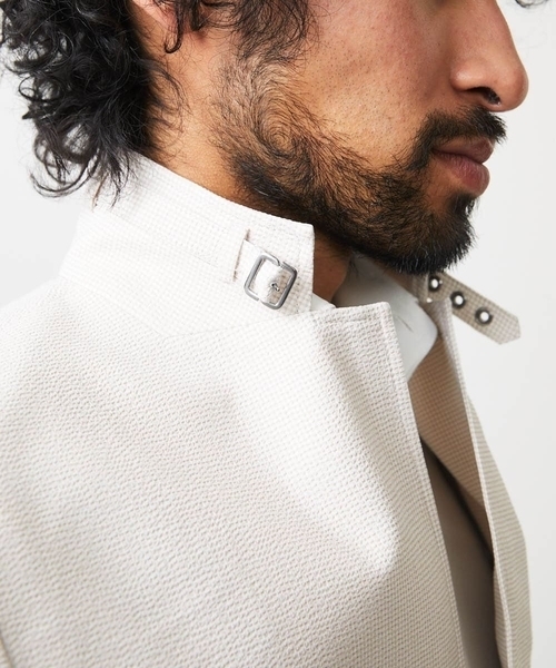 MICHEL KLEIN HOMME (ミッシェルクランオム)の「メッシュ調コンバーチブルジャケット(テーラードジャケット・メンズ・オフホワイト/ネイビー・MEDIUM/LARGE/X-LARGE)」の5枚目の写真