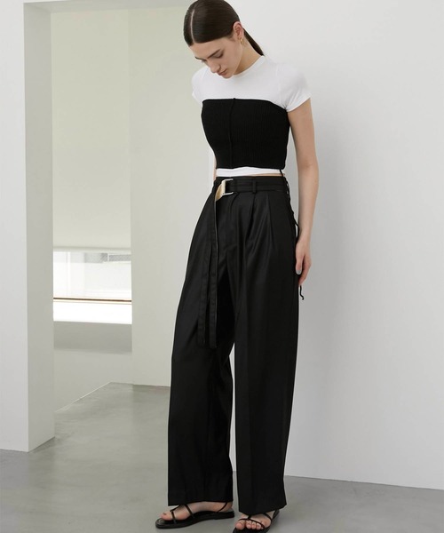 セール】【LA PEAU DE GEM】belted slacks/ベルトスラックス