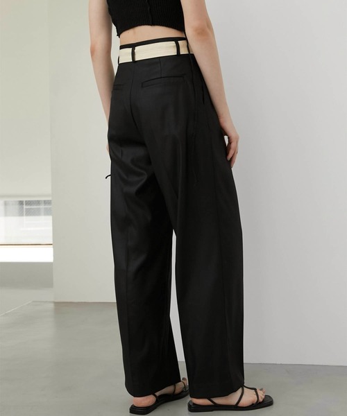 LA PEAU DE GEM（ラポドゥジェム）の「【LA PEAU DE GEM】belted slacks/ベルトスラックス（スラックス・レディース・ブラック・2/1）」の6枚目の写真