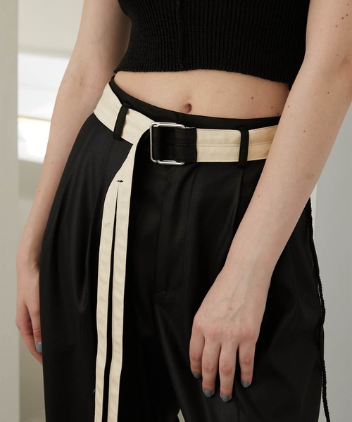 LA PEAU DE GEM】belted slacks/ベルトスラックス（スラックス