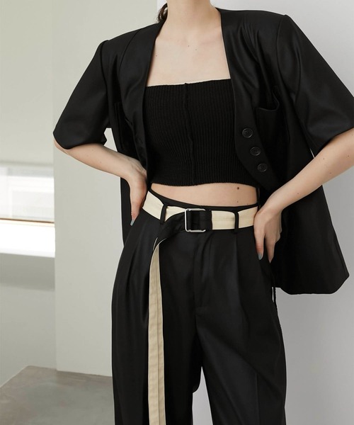 セール】【LA PEAU DE GEM】belted slacks/ベルトスラックス
