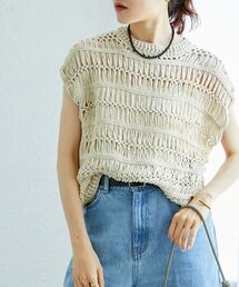 le.coeur blanc | 《手洗い可能》透かし編みデザインニットベスト(ベスト)