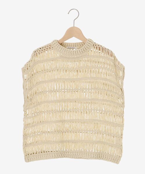 le.coeur blanc（ルクールブラン）の「《手洗い可能》透かし編みデザインニットベスト（ベスト・レディース・ホワイト/ベージュ・38）」の3枚目の写真