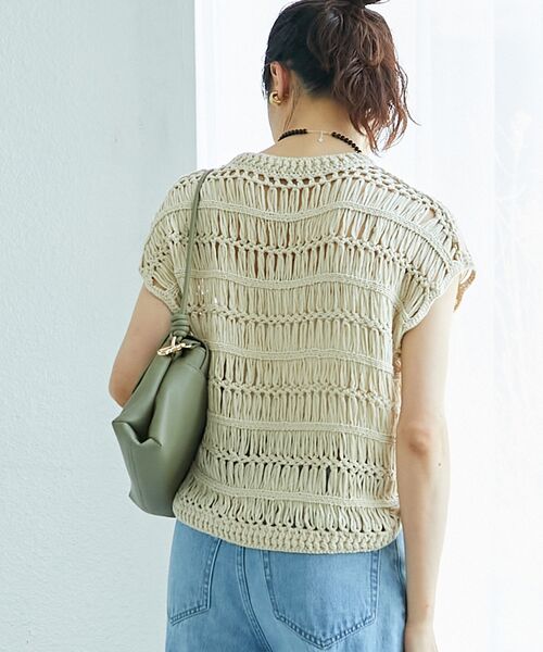 le.coeur blanc（ルクールブラン）の「《手洗い可能》透かし編みデザインニットベスト（ベスト・レディース・ホワイト/ベージュ・38）」の8枚目の写真