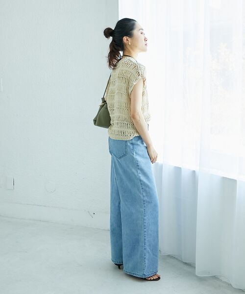 le.coeur blanc（ルクールブラン）の「《手洗い可能》透かし編みデザインニットベスト（ベスト・レディース・ホワイト/ベージュ・38）」の10枚目の写真