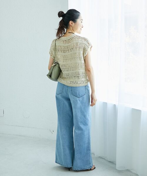 le.coeur blanc（ルクールブラン）の「《手洗い可能》透かし編みデザインニットベスト（ベスト・レディース・ホワイト/ベージュ・38）」の11枚目の写真