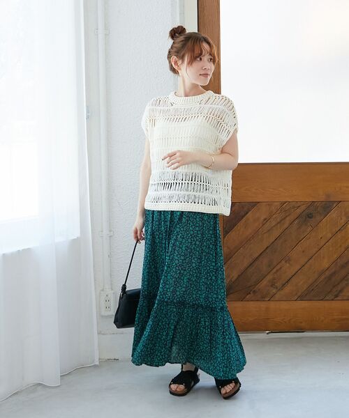 le.coeur blanc（ルクールブラン）の「《手洗い可能》透かし編みデザインニットベスト（ベスト・レディース・ホワイト/ベージュ・38）」の18枚目の写真