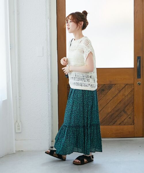 le.coeur blanc（ルクールブラン）の「《手洗い可能》透かし編みデザインニットベスト（ベスト・レディース・ホワイト/ベージュ・38）」の19枚目の写真