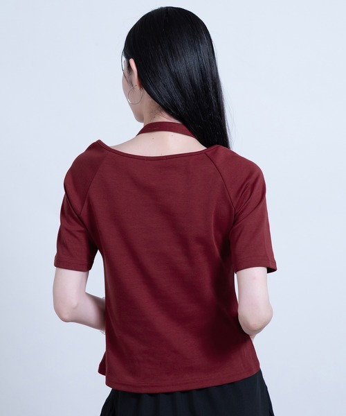 Ellno de Mavie(エルノデメヴィ)の「チョーカーベルトギャザートップス(Tシャツ/カットソー・レディース・ボルドー/ブラック・FREE)」の16枚目の写真