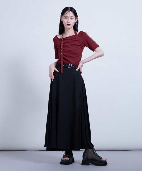 Ellno de Mavie(エルノデメヴィ)の「チョーカーベルトギャザートップス(Tシャツ/カットソー・レディース・ボルドー/ブラック・FREE)」の17枚目の写真