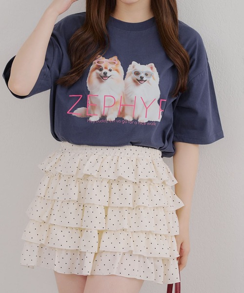 Another Branch olive des olive(アナザーブランチオリーブデオリーブ)の「犬メガネBigT(Tシャツ/カットソー・レディース・パープル/ネイビー/オフホワイト・FREE)」の2枚目の写真