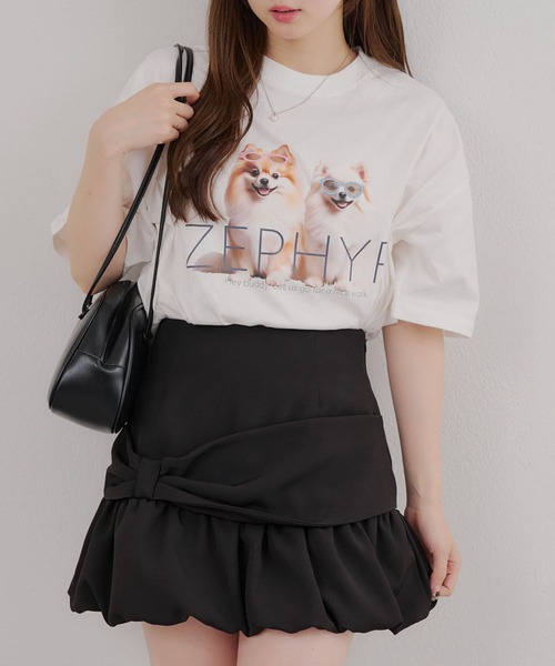 Another Branch olive des olive(アナザーブランチオリーブデオリーブ)の「犬メガネBigT(Tシャツ/カットソー・レディース・パープル/ネイビー/オフホワイト・FREE)」の1枚目の写真