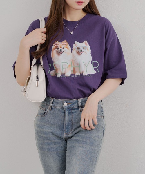 Another Branch olive des olive(アナザーブランチオリーブデオリーブ)の「犬メガネBigT(Tシャツ/カットソー・レディース・パープル/ネイビー/オフホワイト・FREE)」の19枚目の写真