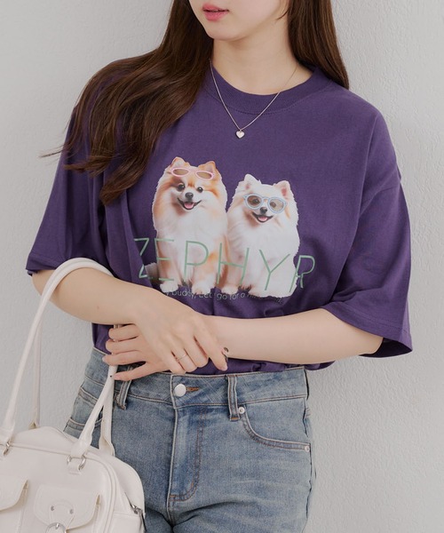 Another Branch olive des olive(アナザーブランチオリーブデオリーブ)の「犬メガネBigT(Tシャツ/カットソー・レディース・パープル/ネイビー/オフホワイト・FREE)」の22枚目の写真
