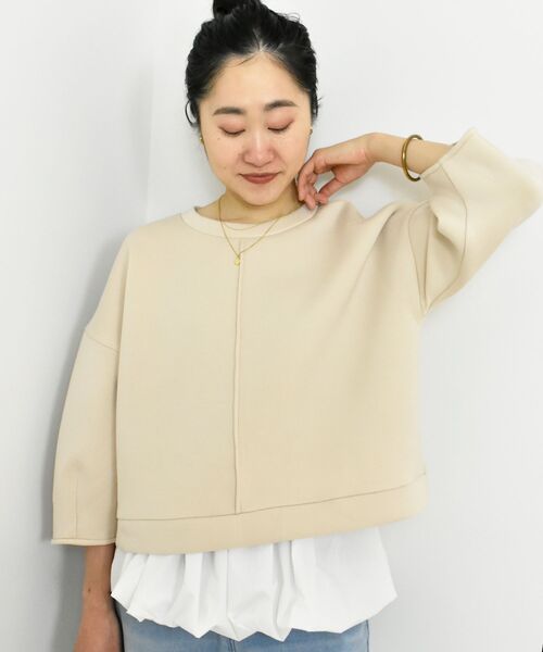 le.coeur blanc(ルクールブラン)の「TORRAZZO DONNAバルーン裾トップス(Tシャツ/カットソー・レディース・ベージュ/グレー・38)」の4枚目の写真