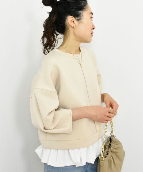 le.coeur blanc(ルクールブラン)の「TORRAZZO DONNAバルーン裾トップス(Tシャツ/カットソー・レディース・ベージュ/グレー・38)」の6枚目の写真