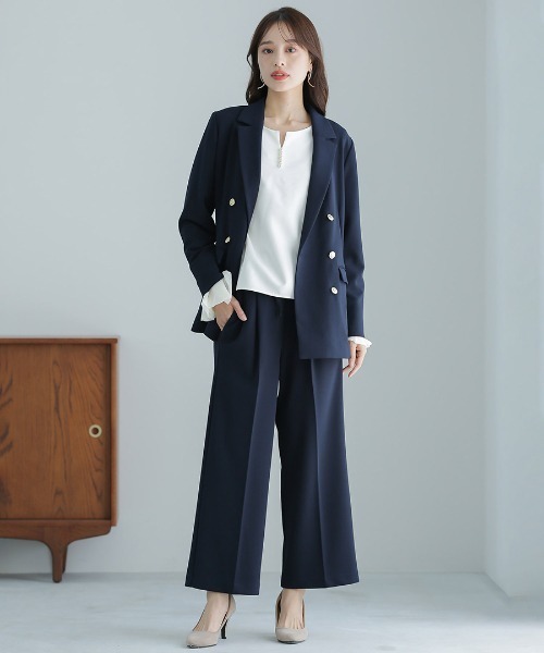 セール】《new》洗えて動けるワーママダブルジャケット【手洗いできる