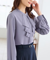 ♡フリルロングブラウス　ジョーゼット　ラベンダーストライプ ストライプ コルセットスカート ブラウスセット [LO225] | Roses