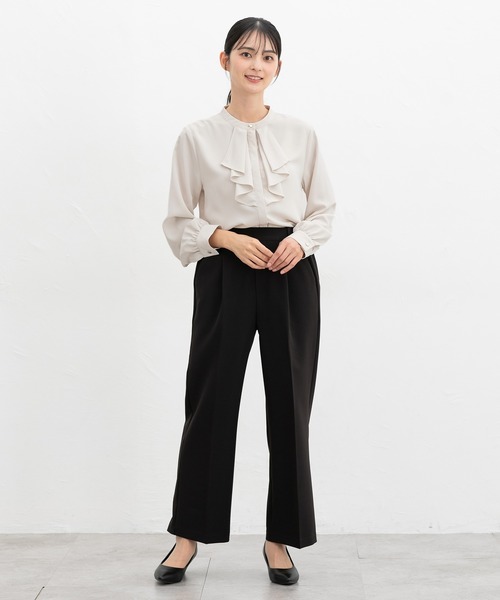 Honeys(ハニーズ)の「フリルブラウス(シャツ/ブラウス・レディース・ホワイト/ライトグレー/オレンジ/ネイビー/ラベンダー・3L/L/LL/M/S)」の16枚目の写真