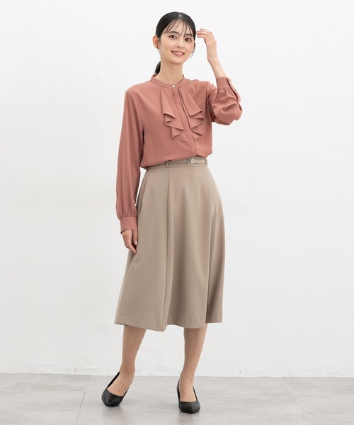 Honeys(ハニーズ)の「フリルブラウス(シャツ/ブラウス・レディース・ホワイト/ライトグレー/オレンジ/ネイビー/ラベンダー・3L/L/LL/M/S)」の18枚目の写真