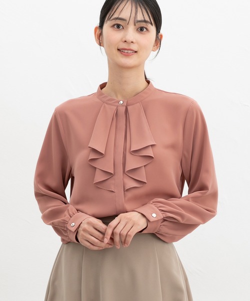 Honeys(ハニーズ)の「フリルブラウス(シャツ/ブラウス・レディース・ホワイト/ライトグレー/オレンジ/ネイビー/ラベンダー・3L/L/LL/M/S)」の19枚目の写真