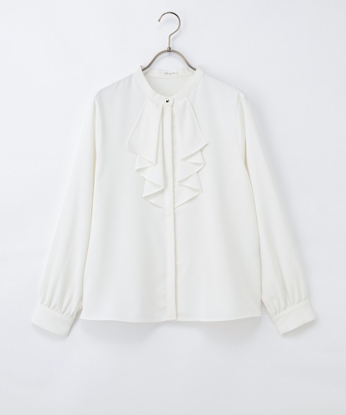 Honeys(ハニーズ)の「フリルブラウス(シャツ/ブラウス・レディース・ホワイト/ライトグレー/オレンジ/ネイビー/ラベンダー・3L/L/LL/M/S)」の20枚目の写真