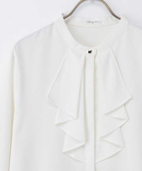 Honeys(ハニーズ)の「フリルブラウス(シャツ/ブラウス・レディース・ホワイト/ライトグレー/オレンジ/ネイビー/ラベンダー・3L/L/LL/M/S)」の21枚目の写真