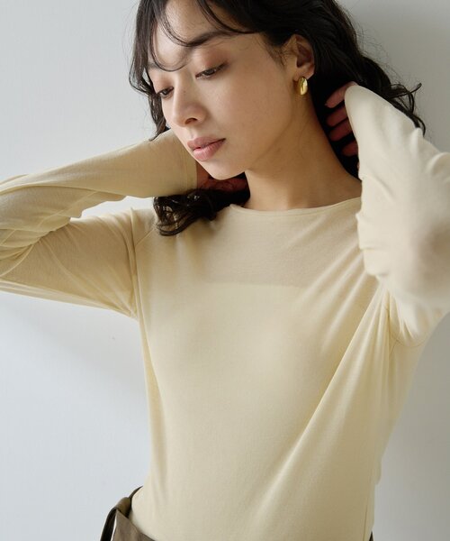 Whim Gazette（ウィムガゼット）の「フライスプルオーバー（Tシャツ/カットソー・レディース・オフホワイト/ブラック/ライトベージュ・FREE）」の3枚目の写真